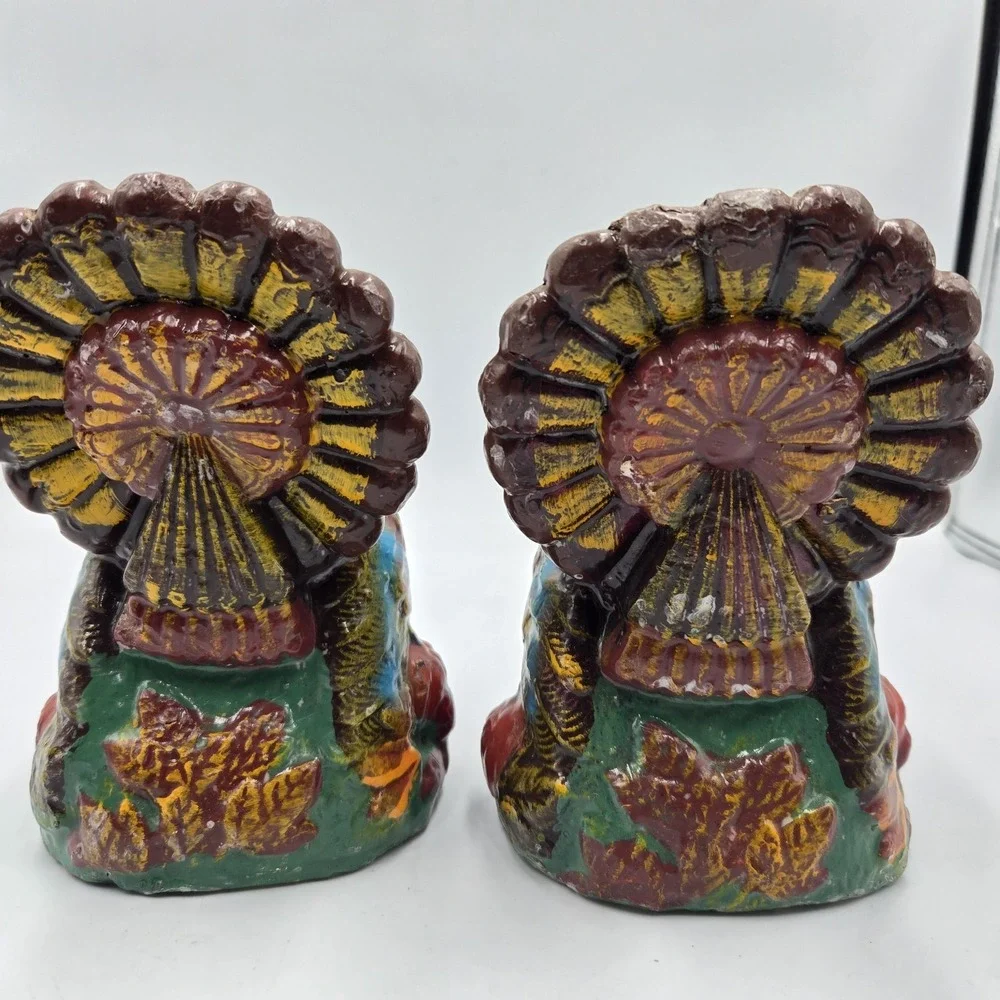 Set Vintage New Nos Turkey Candles Thanksgiving Fall 1950s MCM Colorful Primitiv